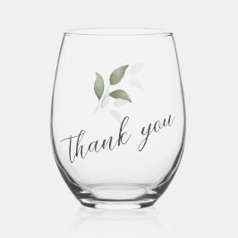 Vaso De Vino Guión de color de agua verde Gracias Boda