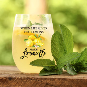 Vaso De Vino Guión de pincel de color de agua Lemons Limoncello