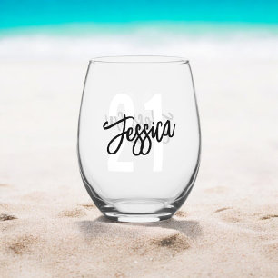 Vaso De Vino Guión de pincel de cumpleaños moderno