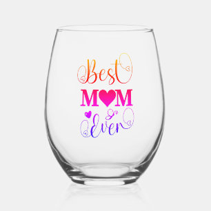 Vaso De Vino Guión de tipografía colorida de la mejor mamá de t