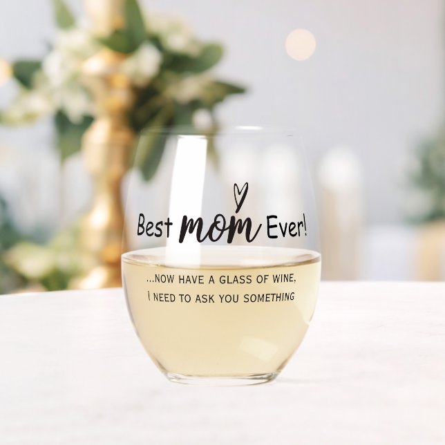 Vaso De Vino Guión divertido de la mejor mamá (Insitu (Boda))