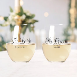 Vaso De Vino Guión elegante de Boda minimalista de novia y Groo