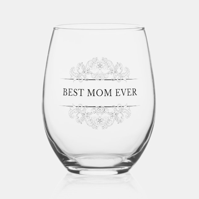 Vaso De Vino Guión elegante "Mejor Mamá de la Historia" (Anverso)
