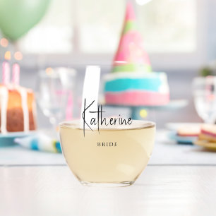Vaso De Vino Guión elegante "Novia" personalizado