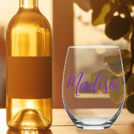Vaso De Vino Guión manuscrito con nombre Purple Personalizado d