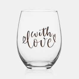 Vaso De Vino Guión Manuscrito Elegante Con Amor