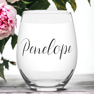 Vaso De Vino Guión moderno personalizado / Nombre personalizado