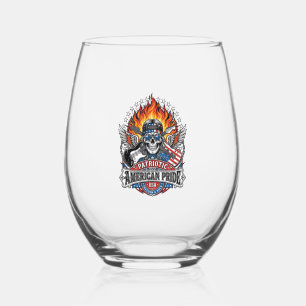 Vaso De Vino Guitarrista de Libertad Patriótica Cráneo Música R