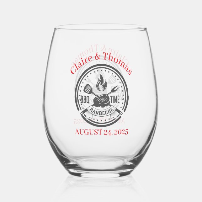 Vaso De Vino Hacemos Fiesta De Vacaciones De Bbq (Anverso)