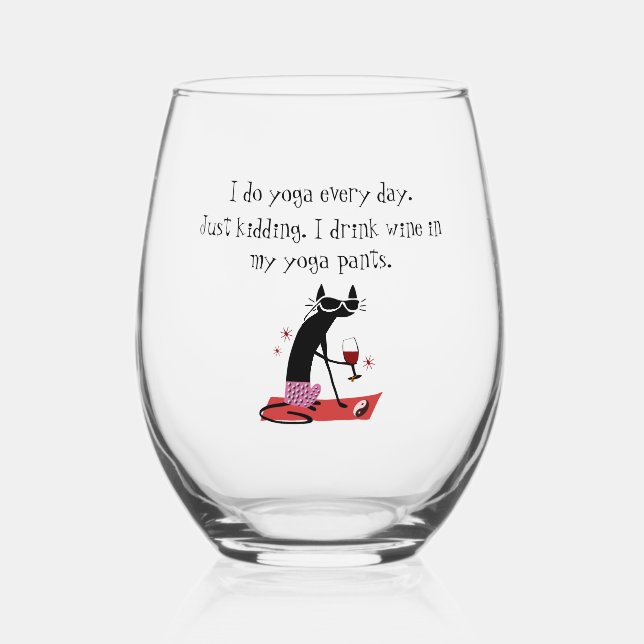 Vaso De Vino Hago Yoga Todos Los Días Cita De Vino Graciosa (Anverso)