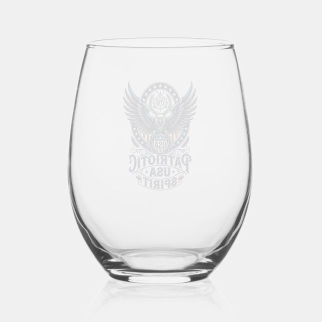 Vaso De Vino Halcón de batalla patriótico Águila y halcón Ameri (Anverso)