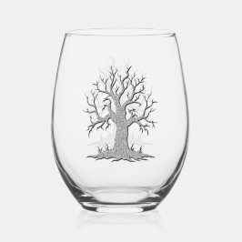 Vaso De Vino Halloween con árbol plateado