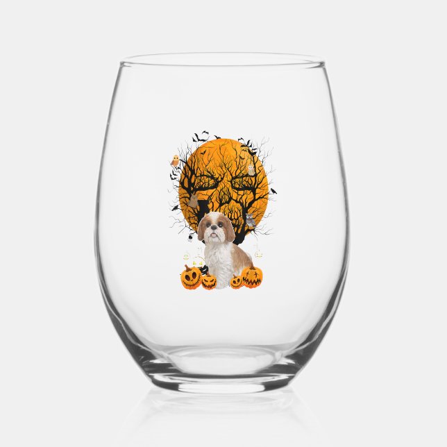 Vaso De Vino Halloween de perros (Anverso)