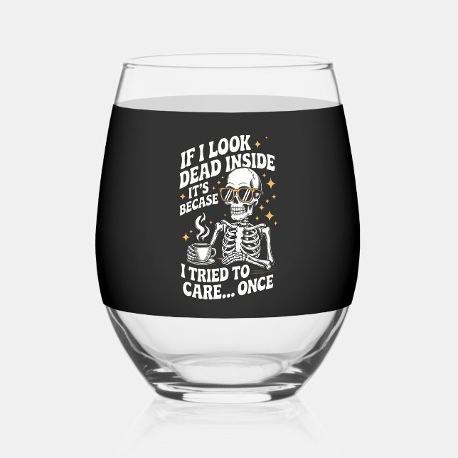 Vaso De Vino Halloween Funny Sarcastic Dead Inside (Anverso)