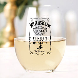 Vaso De Vino Halloween: La bruja engendra nombre familia Monogr