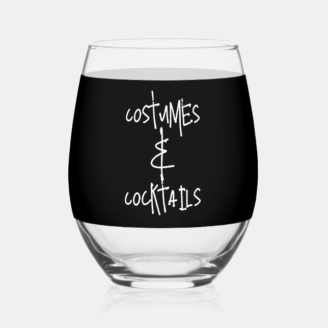 Vaso De Vino Halloween Party Costumes and Cocktails Black White (Anverso)