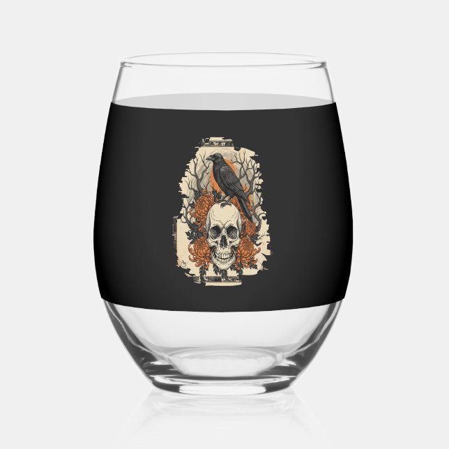 Vaso De Vino Halloween Skull (Anverso)