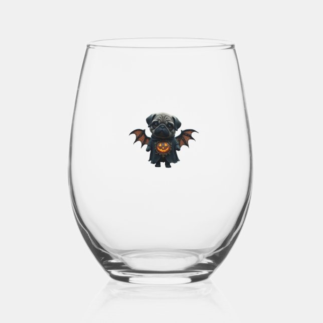 Vaso De Vino Halloween Spooky Pug Classic T-Shirt (Anverso)