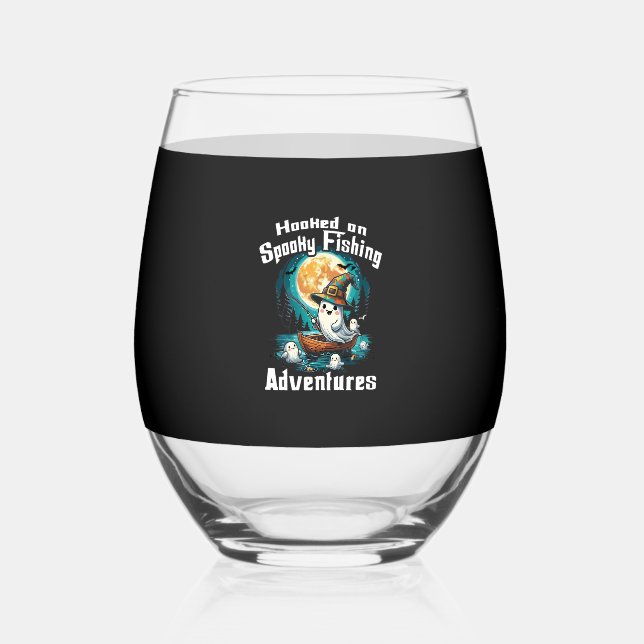 Vaso De Vino Halloween T  Hooked on Spooky Fishing (Anverso)