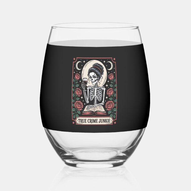 Vaso De Vino Halloween True Crime Junkie Tarot Card (Anverso)