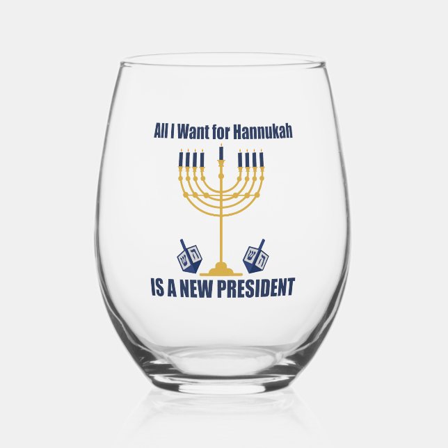Vaso De Vino Hanukkah político judío anti Trump (Anverso)