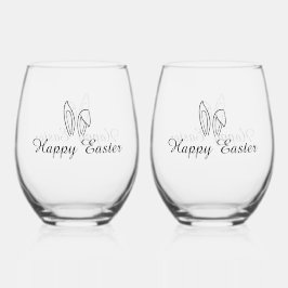 Vaso De Vino Happy Easter Drinkware Set - Vidrio sin Stemless