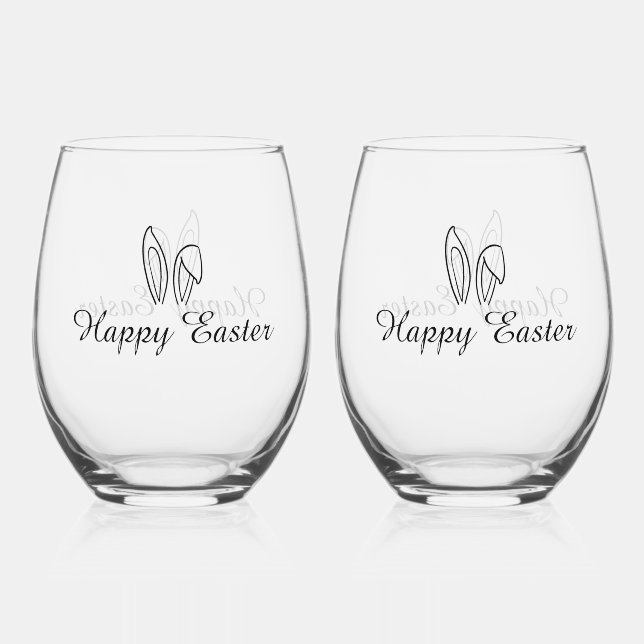 Vaso De Vino Happy Easter Drinkware Set - Vidrio sin Stemless (Anverso)
