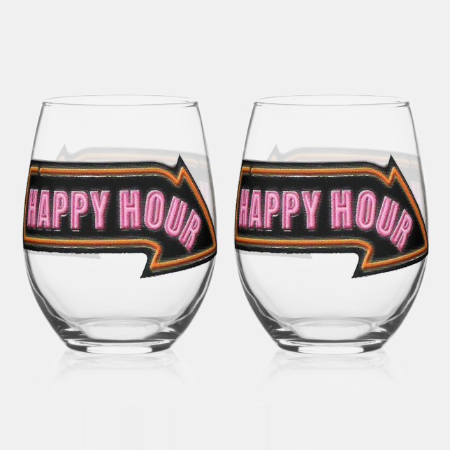 Vaso De Vino Happy Hour Stemless Wine Glass (Anverso)