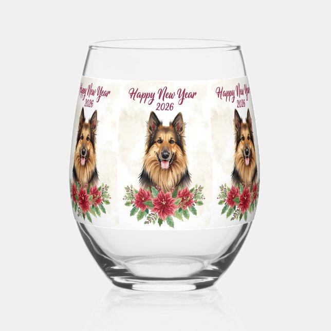 Vaso De Vino Happy New Year 2026 Dog Champagne Glass (Anverso)