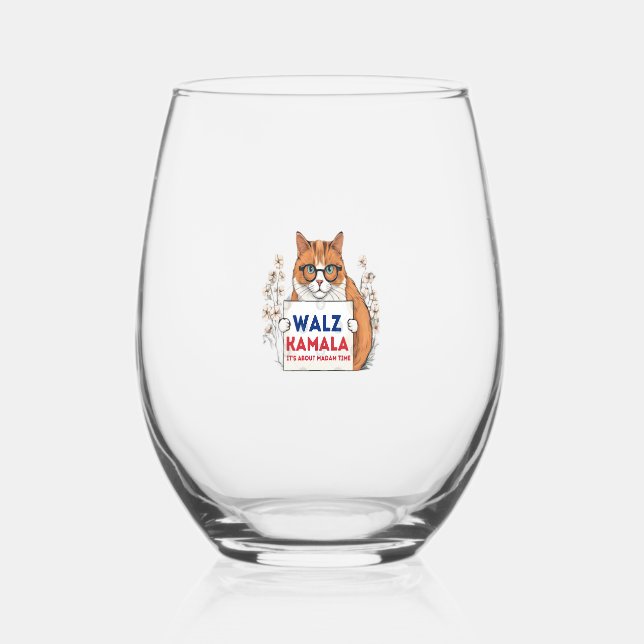 Vaso De Vino Harris Walz 2024 kamala cat (Anverso)