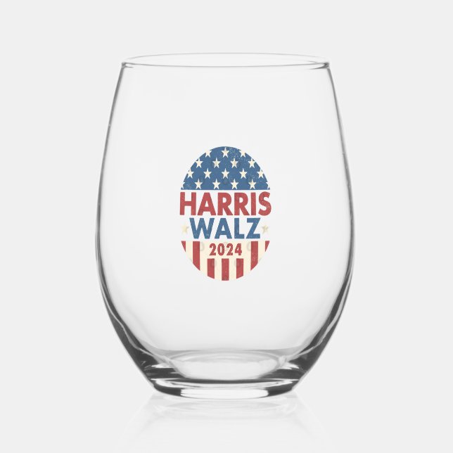 VASO DE VINO HARRIS WALZ 24 DEMOCRACIA 2024 (Anverso)