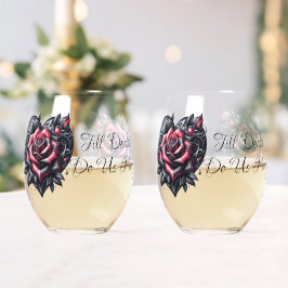 Vaso De Vino Hasta la muerte nos hacen Fiesta rosa negra y roja