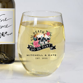 Vaso De Vino Hasta la muerte nos separan calaveras y Rosas Boda