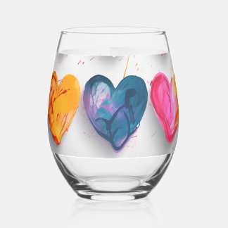 Vaso De Vino Hearts with sketch marks and drips