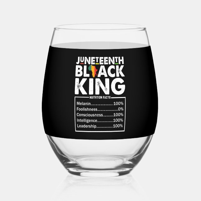 Vaso De Vino Hechos nutricionales del Rey Negro de Juneteenth M (Anverso)