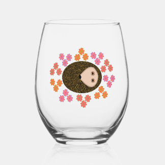 Vaso De Vino Hedgehog y flores somnolientas