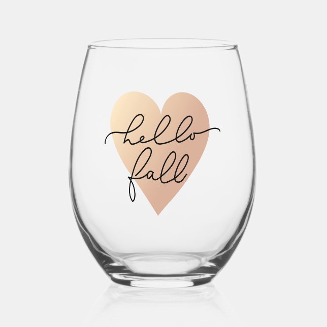 Vaso De Vino Hello Fall Love Heart (Anverso)
