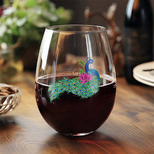Vaso De Vino Henna de flor de Lotus azul Peacock