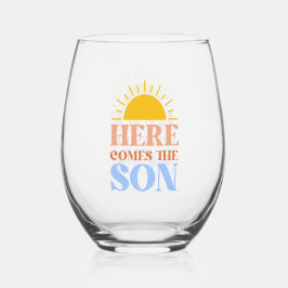 Vaso De Vino Here Comes The Son Boy Baby Shower