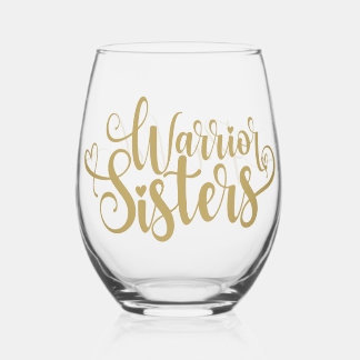Vaso De Vino Hermanas Guerreras Personalizadas en Caligrafía Mo