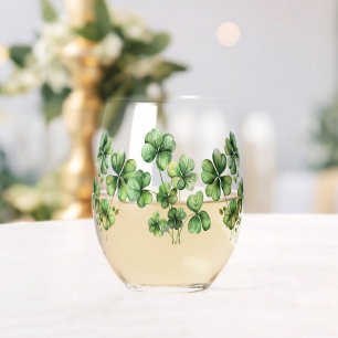 Vaso De Vino Hermosa acuarela verde Shamrock