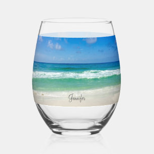 Vaso De Vino Hermosa casa de playa Personalizado fotografía oce