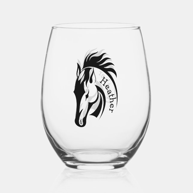 Vaso De Vino Hermoso Vidrio Termal de Caballo (Anverso)