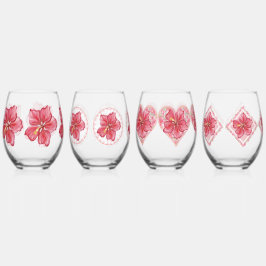Vaso De Vino Hibiscus & lace RED