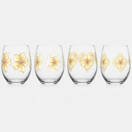 Vaso De Vino Hibiscus & lace YELLOW