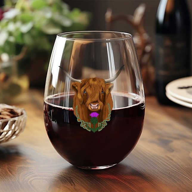 Vaso De Vino Highland Scottish Cow Purple Celtic Knot Work (Subido por el creador)
