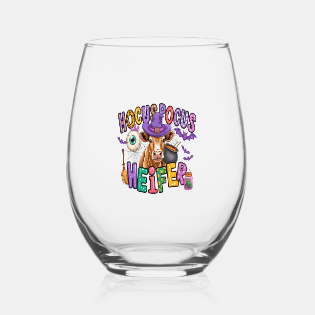 Vaso De Vino Hocus Pocus Heifer Halloween Cow (Anverso)
