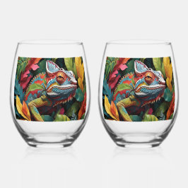 Vaso De Vino Hojas de lagarto y color   