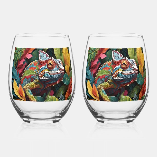 Vaso De Vino Hojas de lagarto y color    (Anverso)