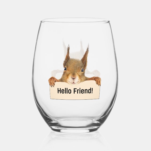 Vaso De Vino Hola amigo Funny Squirrel (Anverso)
